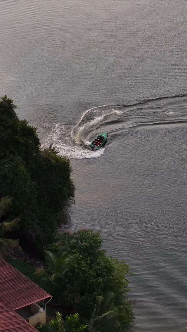 River Queen Boating Puttur river turn aerial view